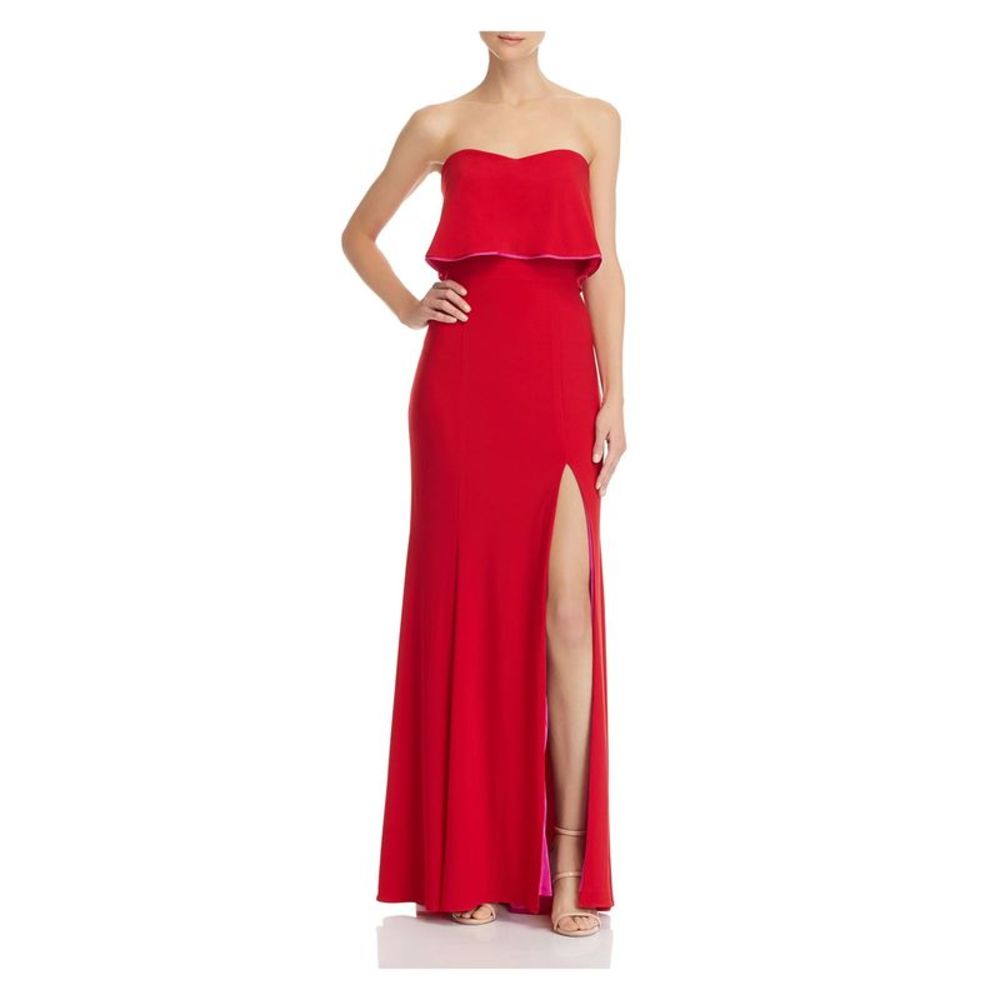 AQUA DRESSES Womens Red Lined Sleeveless Full-Length Formal Gown Dress 0